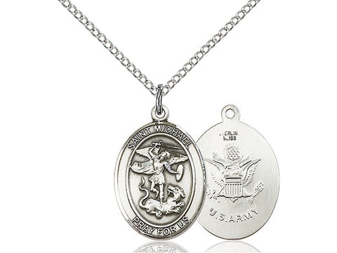 St. Michael Army Medal, Sterling Silver, Medium, Dime Size 