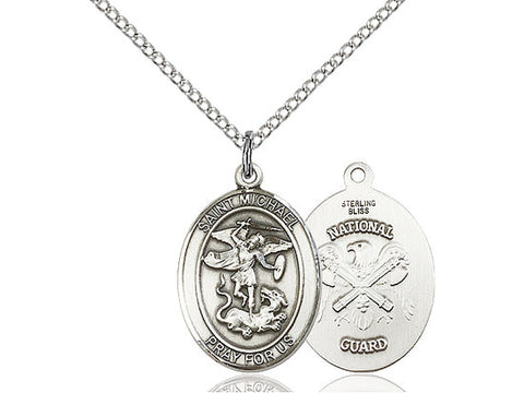 St. Michael National Guard Medal, Sterling Silver, Medium, Dime Size 