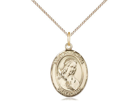 St. Philomena Medal, Gold Filled, Medium, Dime Size 