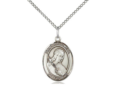 St. Philomena Medal, Sterling Silver, Medium, Dime Size 