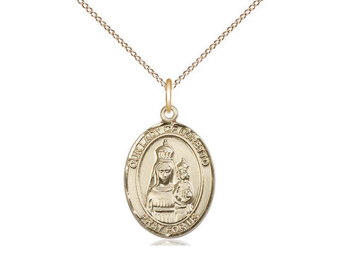 Our Lady of Loretto Medal, Gold Filled, Medium, Dime Size 