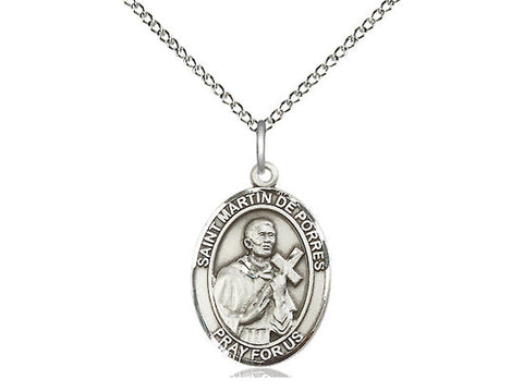 St. Martin De Porres Medal, Sterling Silver, Medium, Dime Size 
