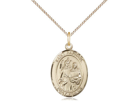 St. Raphael the Archangel Medal, Gold Filled, Medium, Dime Size 