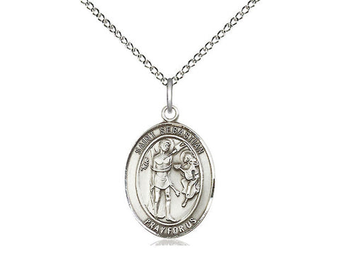 St. Sebastian Medal, Sterling Silver, Medium, Dime Size 