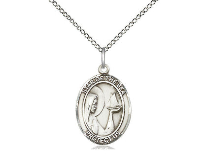 Our Lady Star of the Sea Medal, Sterling Silver, Medium, Dime Size 