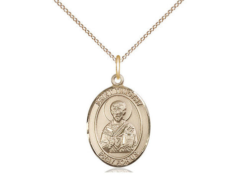 St. Timothy Medal, Gold Filled, Medium, Dime Size 