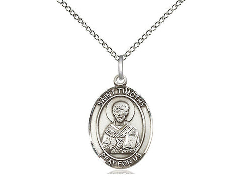 St. Timothy Medal, Sterling Silver, Medium, Dime Size 