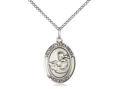St. Thomas Aquinas Medal, Sterling Silver, Medium, Dime Size 