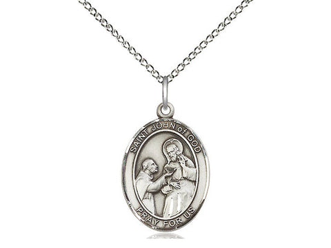 St. John of God Medal, Sterling Silver, Medium, Dime Size 