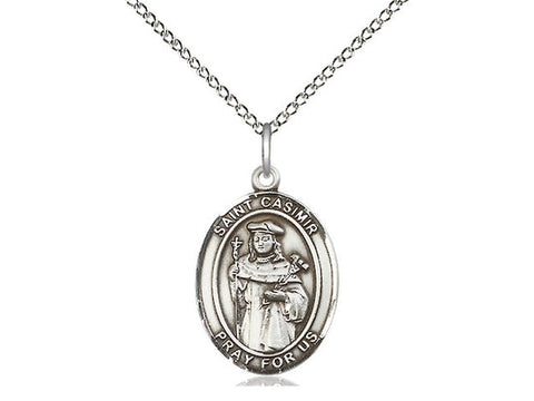 St. Casimir of Poland Medal, Sterling Silver, Medium, Dime Size 