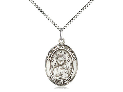 Our Lady of La Vang Medal, Sterling Silver, Medium, Dime Size 