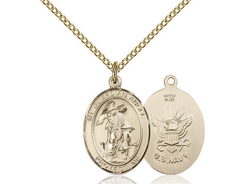 Guardian Angel Navy Medal, Gold Filled, Medium, Dime Size 
