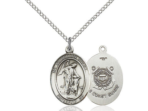 Guardian Angel Coast Guard Medal, Sterling Silver, Medium, Dime Size 