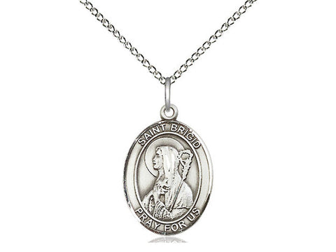 St. Brigid of Ireland Medal, Sterling Silver, Medium, Dime Size 
