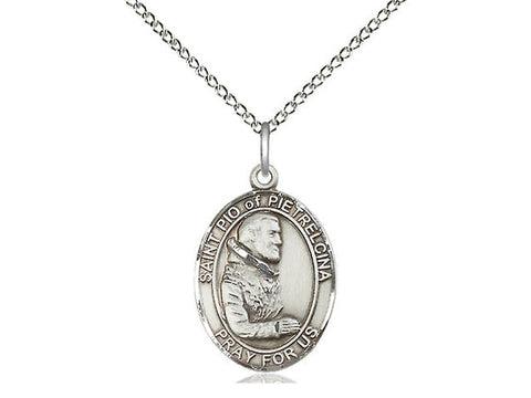 St. Pio of Pietrelcina Medal, Sterling Silver, Medium, Dime Size 
