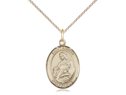 St. Agnes of Rome Medal, Gold Filled, Medium, Dime Size 