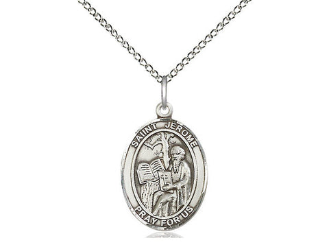 St. Jerome Medal, Sterling Silver, Medium, Dime Size 