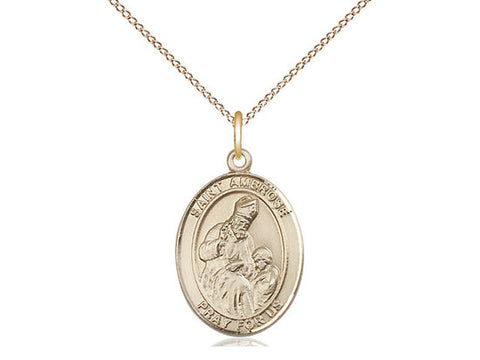 St. Ambrose Medal, Gold Filled, Medium, Dime Size 