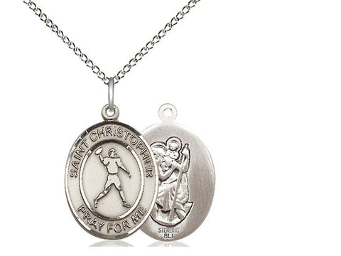 St. Christopher Football Medal, Sterling Silver, Medium, Dime Size 
