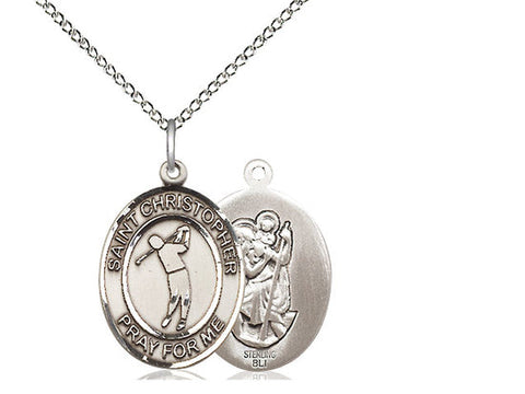 St. Christopher Golf Medal, Sterling Silver, Medium, Dime Size 