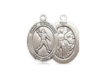 St. Sebastian Football Medal, Sterling Silver, Medium, Dime Size 