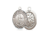 St. Sebastian Tennis Medal, Sterling Silver, Medium, Dime Size 