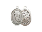 St. Sebastian Gymnastics Medal, Sterling Silver, Medium, Dime Size 