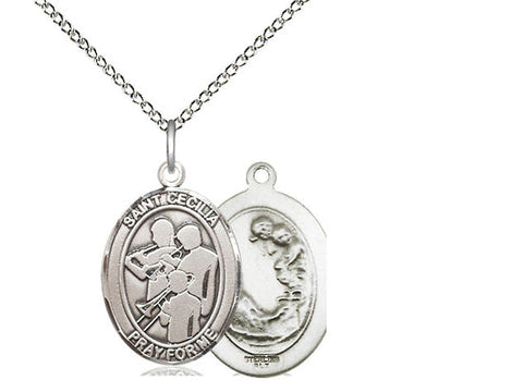 St. Cecilia Marching Band Medal, Sterling Silver, Medium, Dime Size 