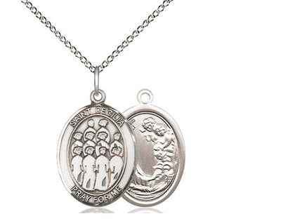 St. Cecilia Choir Medal, Sterling Silver, Medium, Dime Size 