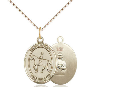 St. Kateri Equestrian Medal, Gold Filled, Medium, Dime Size 
