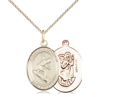 St. Christopher Surfing Medal, Gold Filled, Medium, Dime Size 