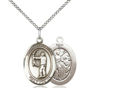 St. Sebastian Archery Medal, Sterling Silver, Medium, Dime Size 