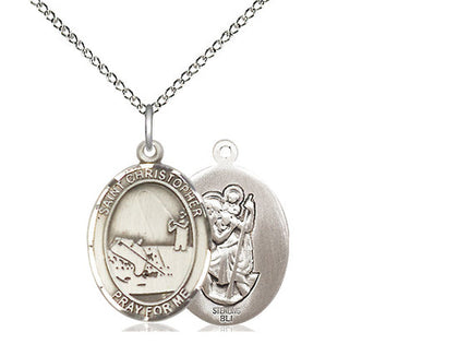 St. Christopher Fishing Medal, Sterling Silver, Medium, Dime Size 