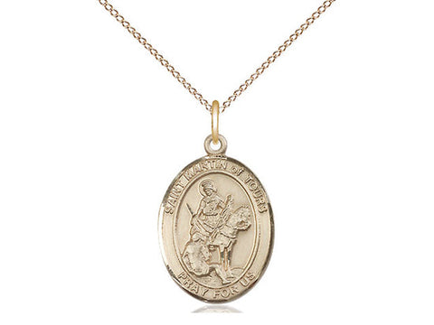 St. Martin of Tours Medal, Gold Filled, Medium, Dime Size 