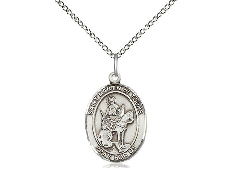 St. Martin of Tours Medal, Sterling Silver, Medium, Dime Size 