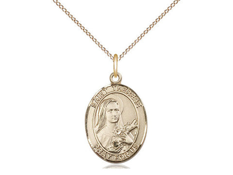 St. Therese of Lisieux Medal, Gold Filled, Medium, Dime Size 