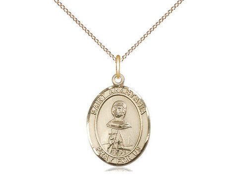St. Anastasia Medal, Gold Filled, Medium, Dime Size 