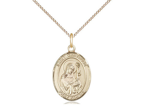 St. Gertrude of Nivelles Medal, Gold Filled, Medium, Dime Size 