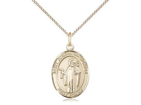 St. Joseph the Worker Medal, Gold Filled, Medium, Dime Size 