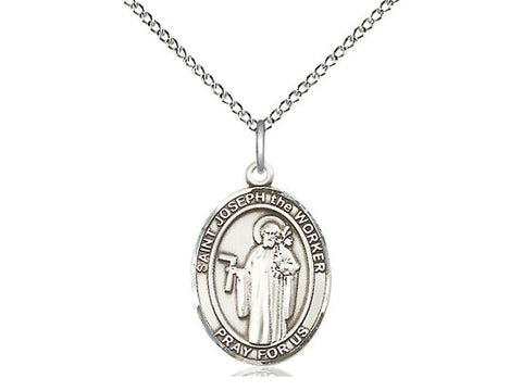 St. Joseph the Worker Medal, Sterling Silver, Medium, Dime Size 