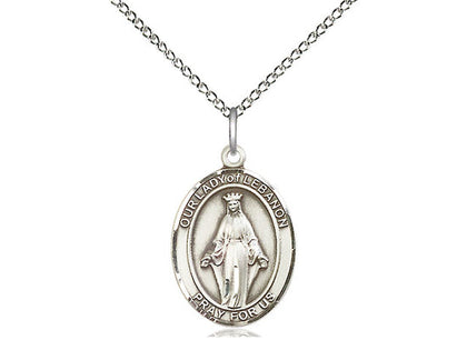 Our Lady of Lebanon Medal, Sterling Silver, Medium, Dime Size 