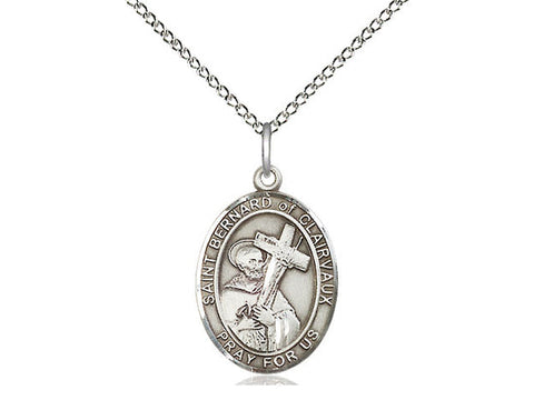 St. Bernard of Clairvaux Medal, Sterling Silver, Medium, Dime Size 