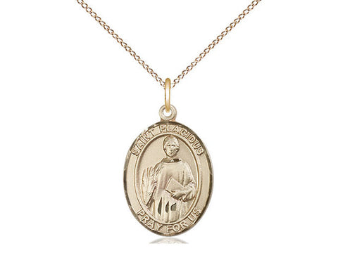 St. Placidus Medal, Gold Filled, Medium, Dime Size 