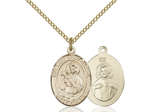 Our Lady of Mount Carmel Medal, Gold Filled, Medium, Dime Size 