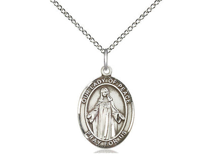 Our Lady of Peace Medal, Sterling Silver, Medium, Dime Size 