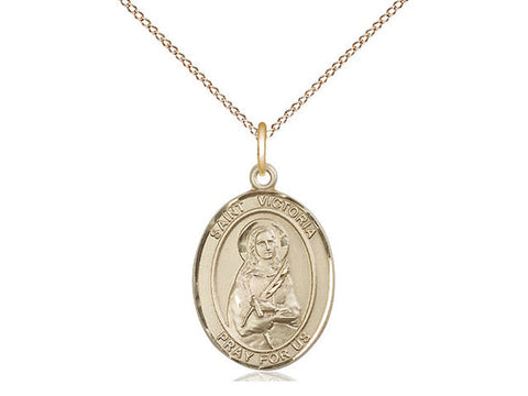 St. Victoria Medal, Gold Filled, Medium, Dime Size 