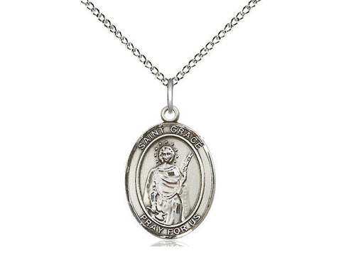 St. Grace Medal, Sterling Silver, Medium, Dime Size 