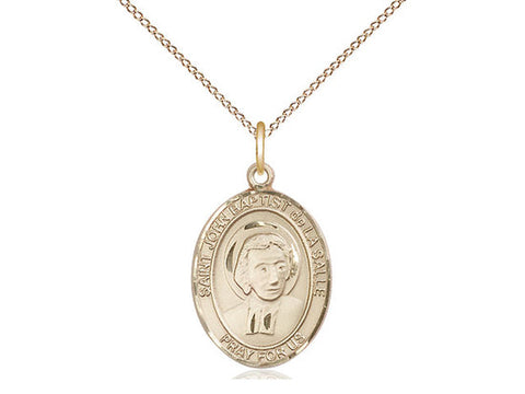 St. John Baptist De La Salle Medal, Gold Filled, Medium, Dime Size 