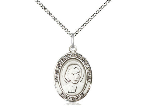 St. John Baptist De La Salle Medal, Sterling Silver, Medium, Dime Size 