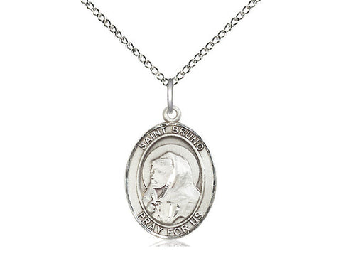 St. Bruno Medal, Sterling Silver, Medium, Dime Size 